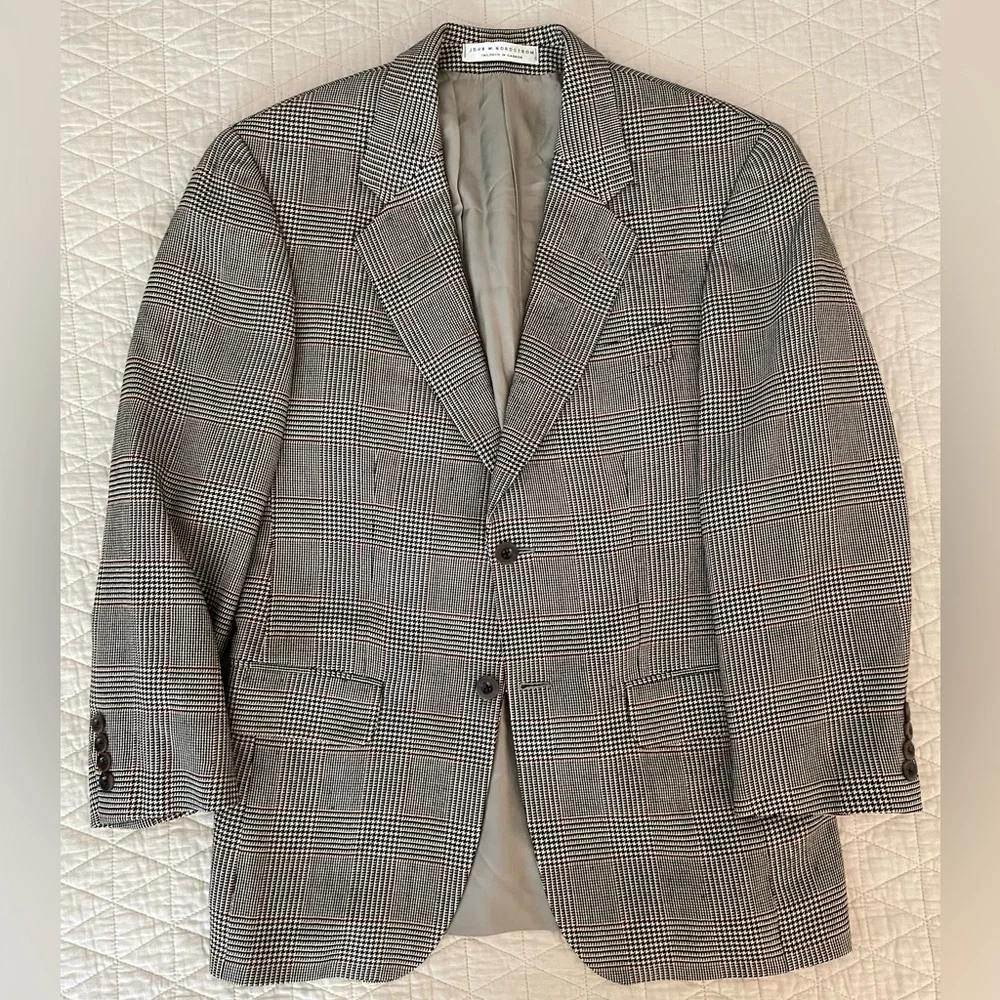 JOHN‎ W. NORDSTROM Check Print Cashmere & Wool E. Thomas Fabric Jacket Size 38 S